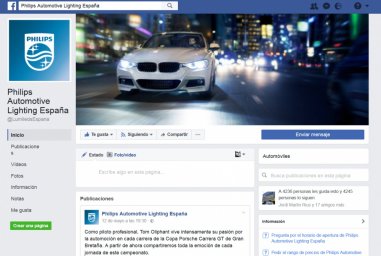Soluções Philips para automóveis com página no Facebook