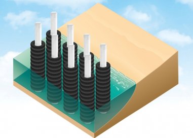 As estruturas verticais de quebra-mar podem ser construídas com pneus usados